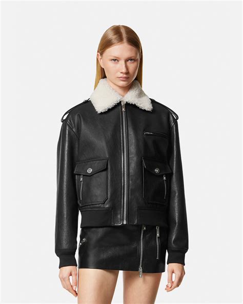 versace shear|Versace leather jacket.